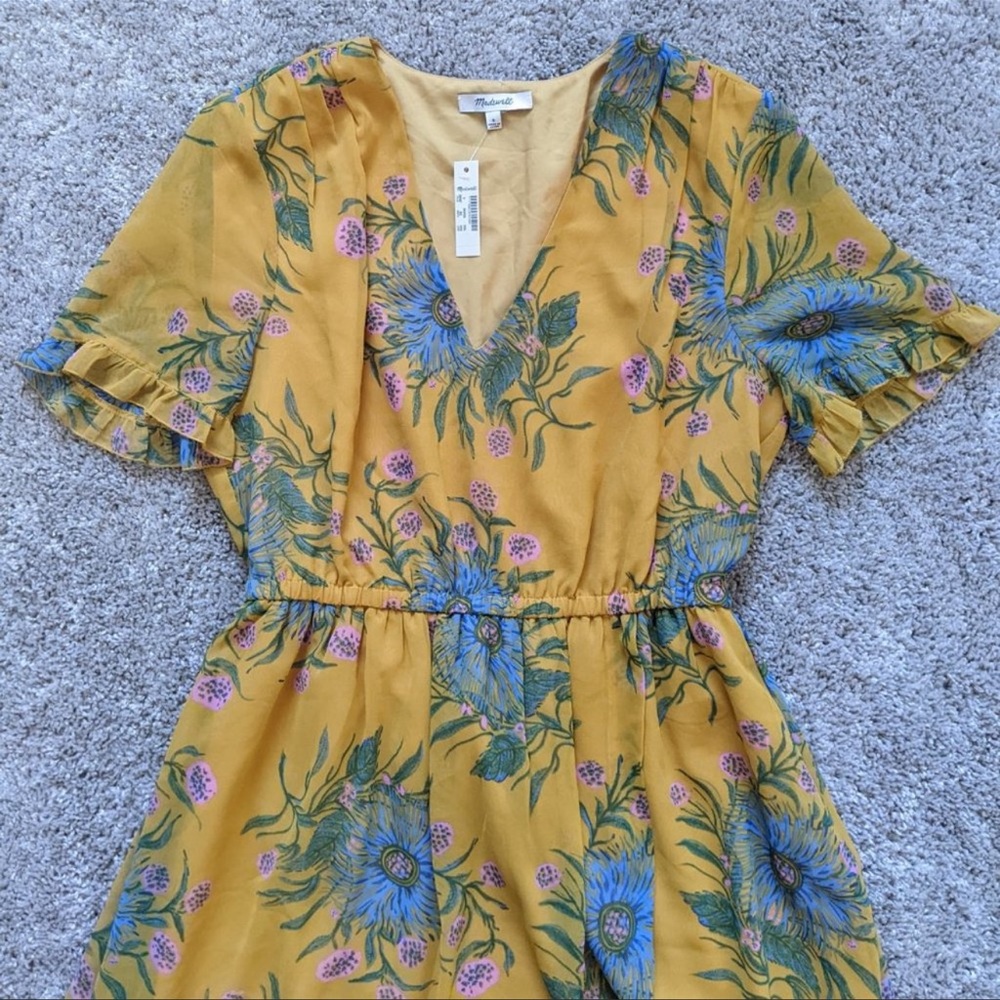 NWT Madewell Sweetgrass Ruffle Sleeve Dress - Picture 8 of 9
